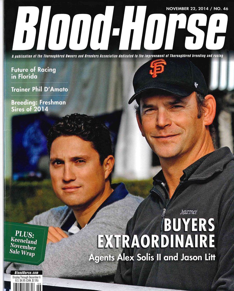 Alex Solis II and Jason Litt on the cover of Blood-Horse, November 2014